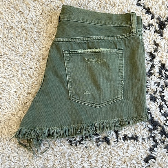 We The Free x Free People Loving Good Vibrations Cut Off Green Jean Shorts, 30 - Picture 11 of 16